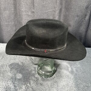 Justin Cowboy Hat Mens 7 1/4 Black 2X Wool Felt Authentic Western Headwear Rodeo